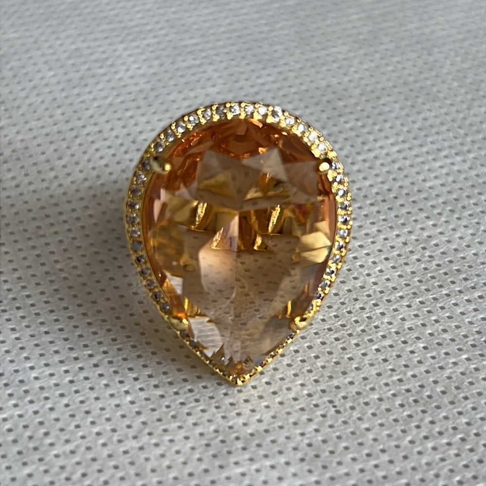 Gold Simulated Topaz Statement Ring - image 1